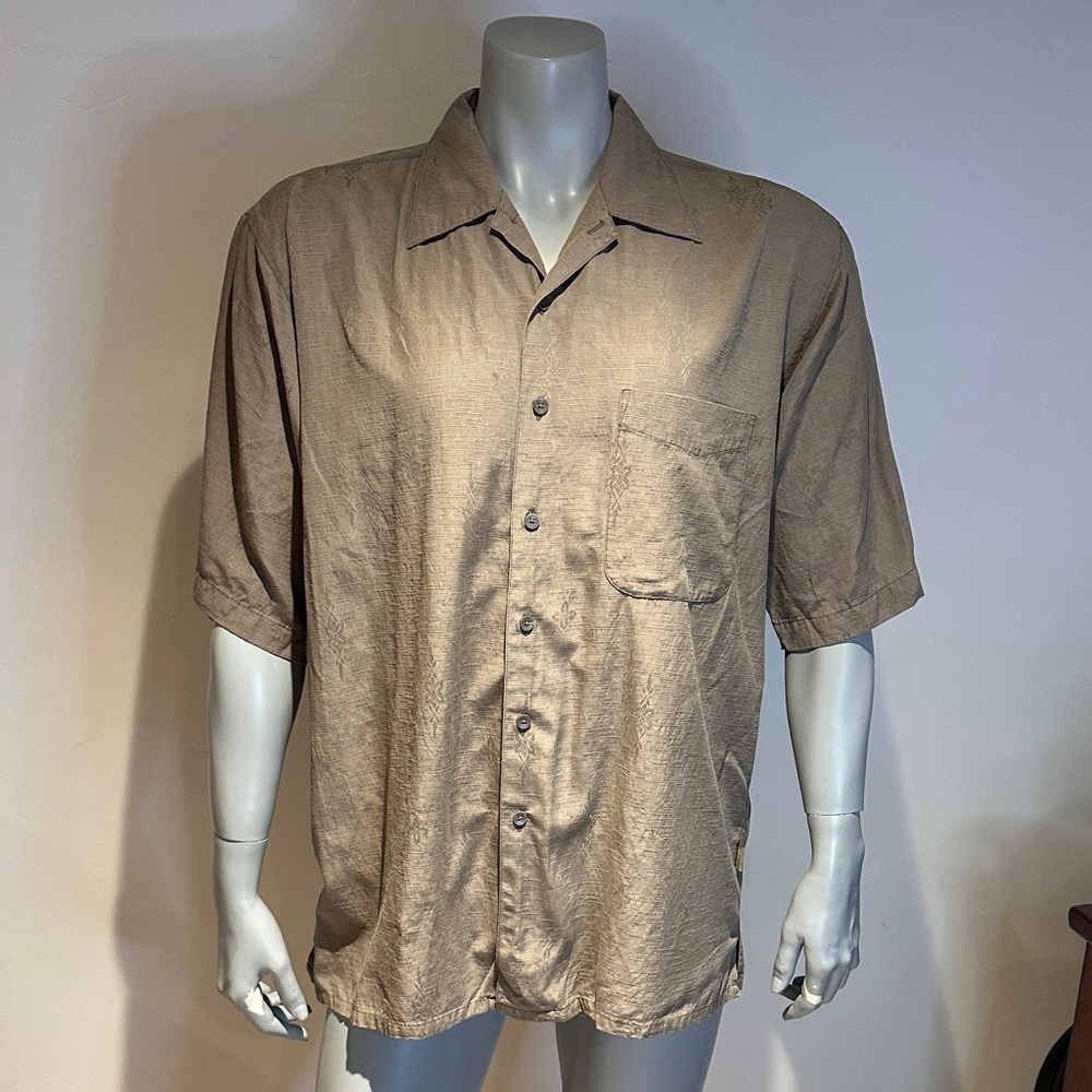 Cabana Life Men's Casual Brown Button Down Shirt